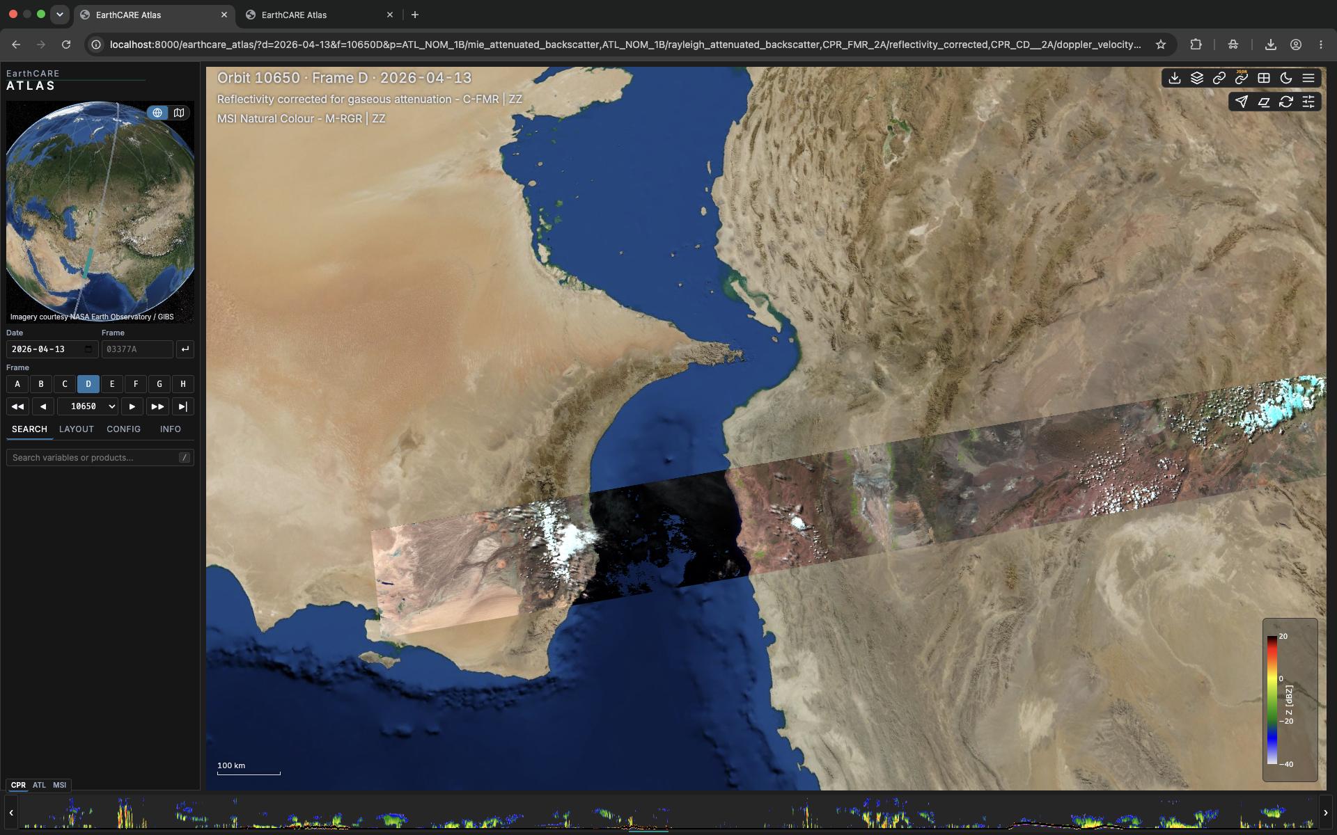 Ground-track geolocation of curtain profiles over the orbit map