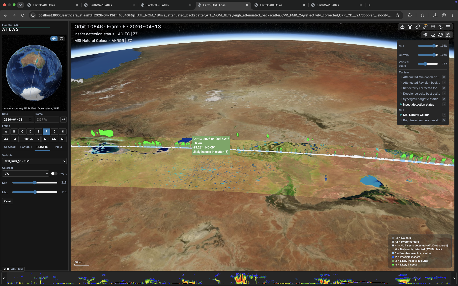 Biological scatterers filling the boundary layer in radar data over land