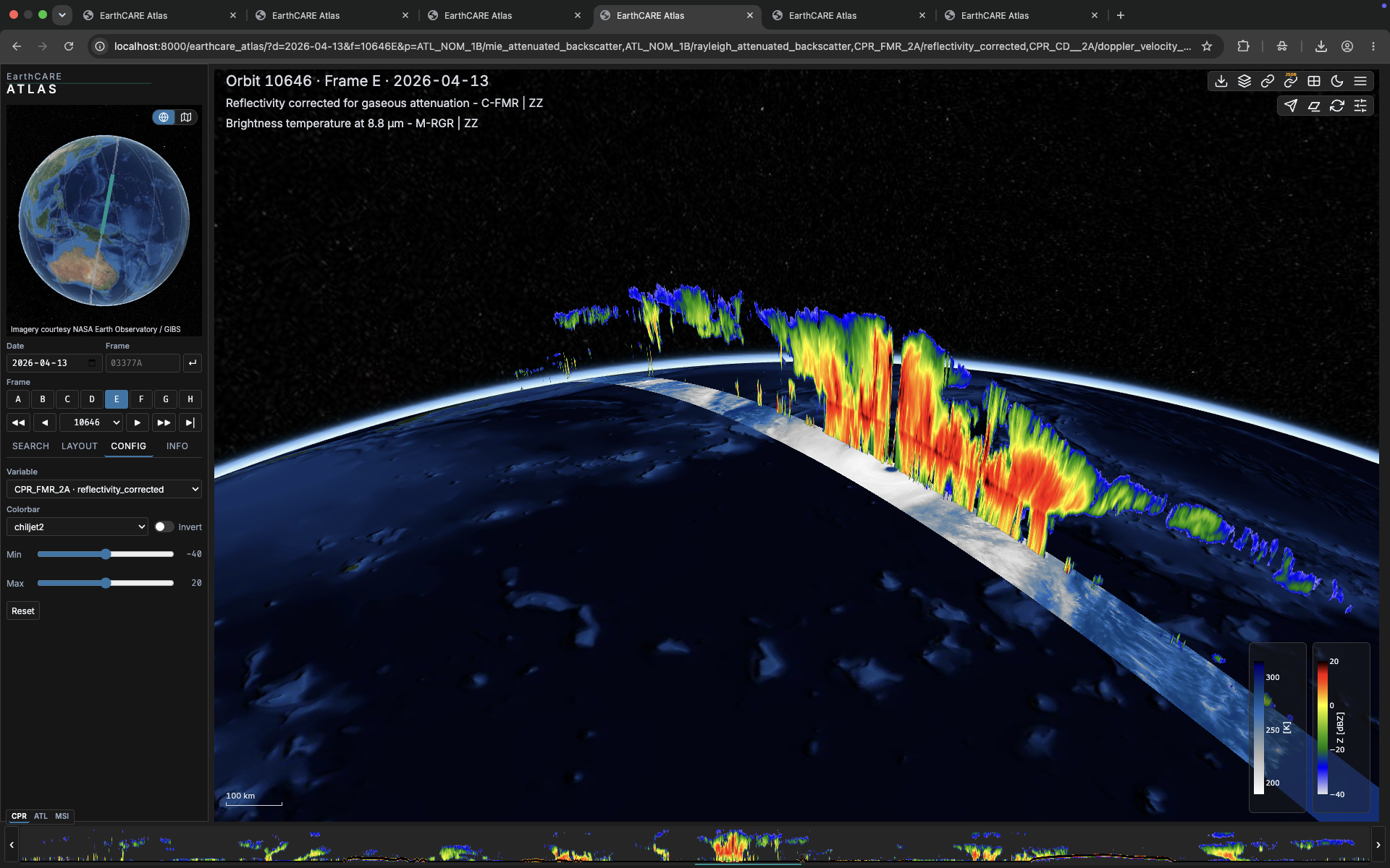 Cross-section through Typhoon Sinlaku showing eye and eyewall structure